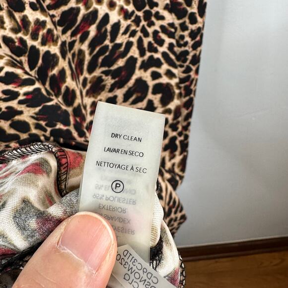 Calvin Klein Leopard Print Tulip Sleeve Sheath Dress - Picture 5 of 10